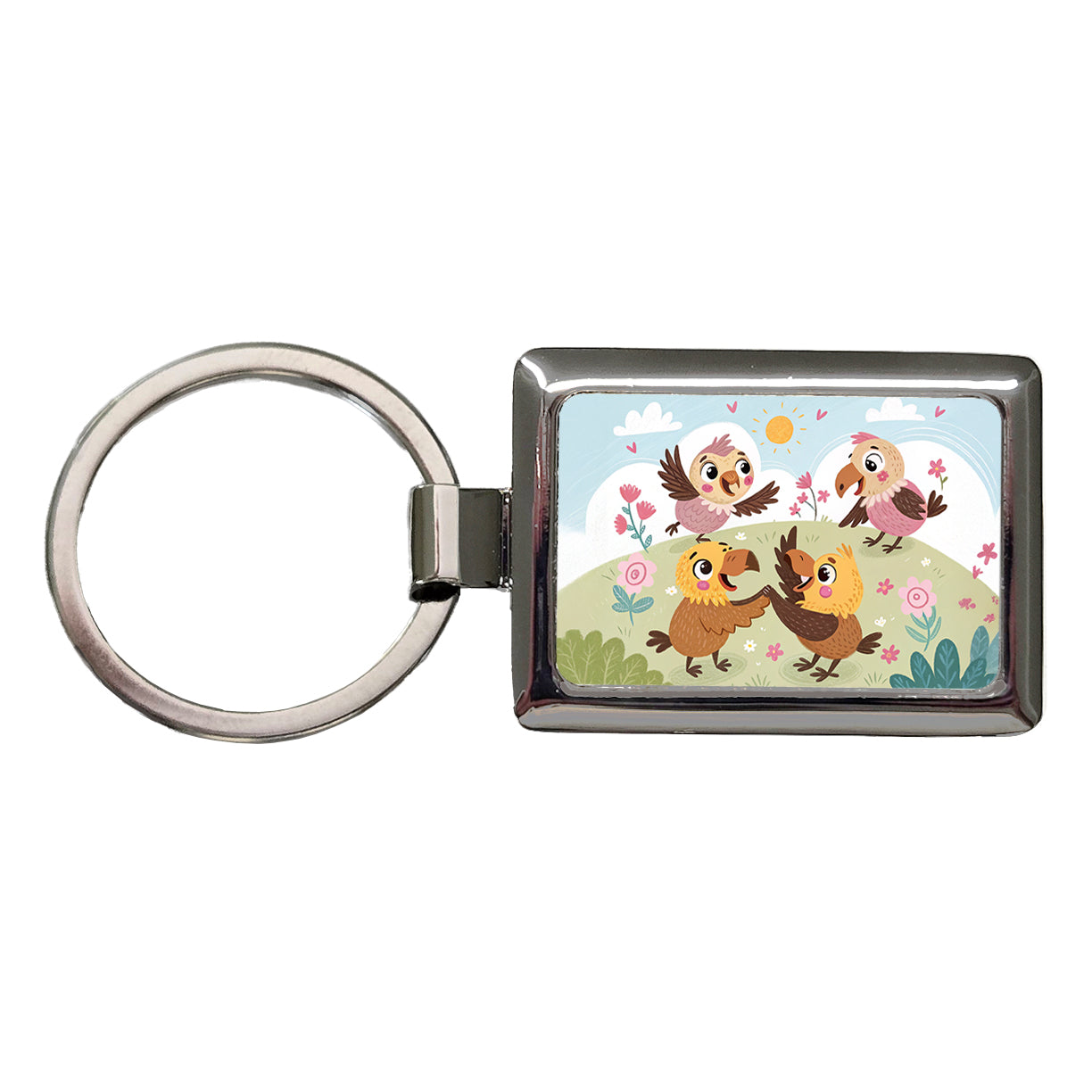 Kawaii Vultures Birds Rectangle Metal Keychain