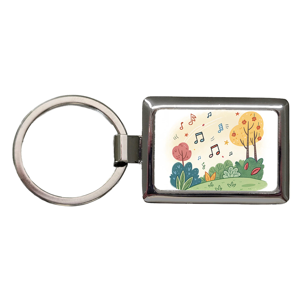 Music Notes Musical Musician Rectangle Metal Keychain