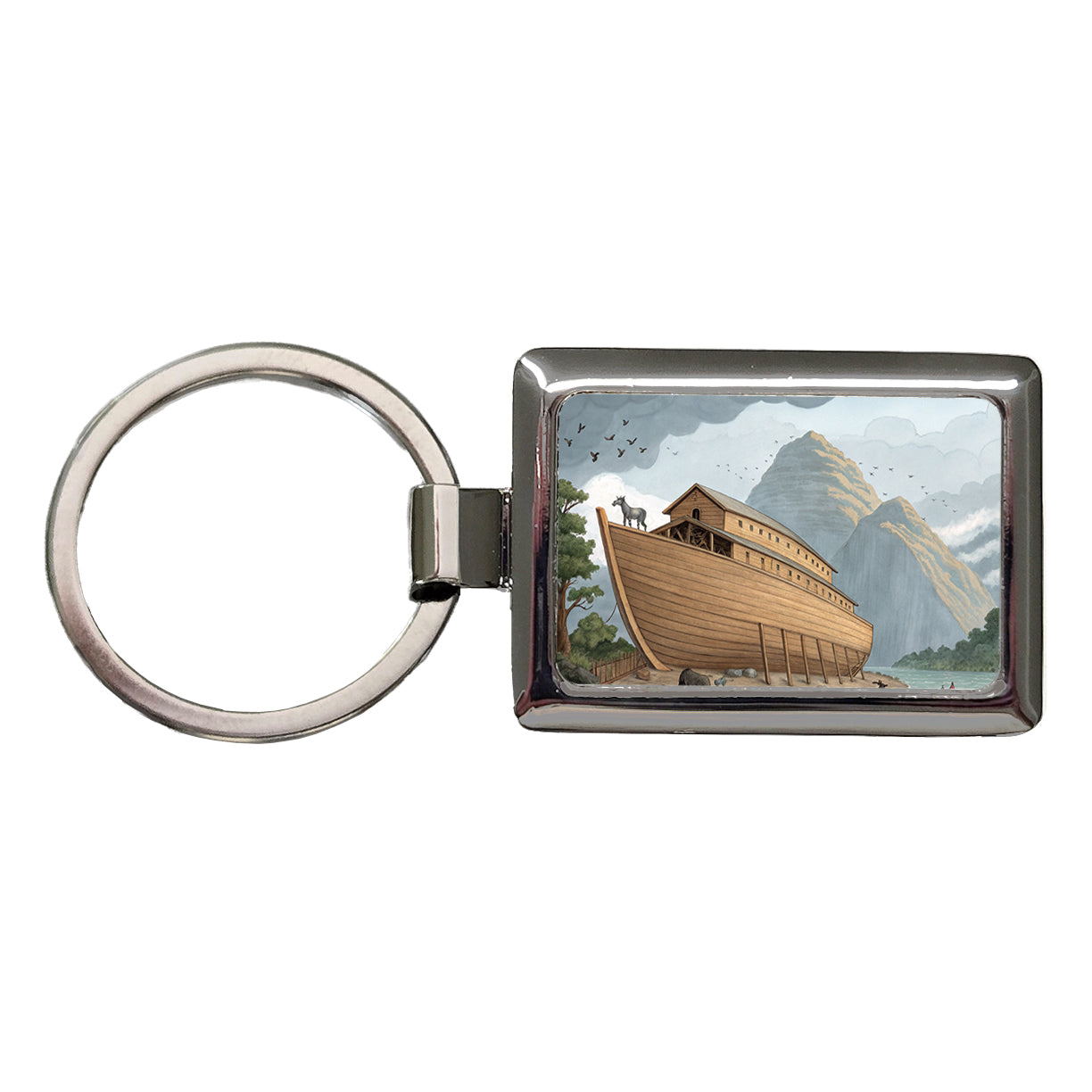 Noah's Ark Drawing Rectangle Metal Keychain