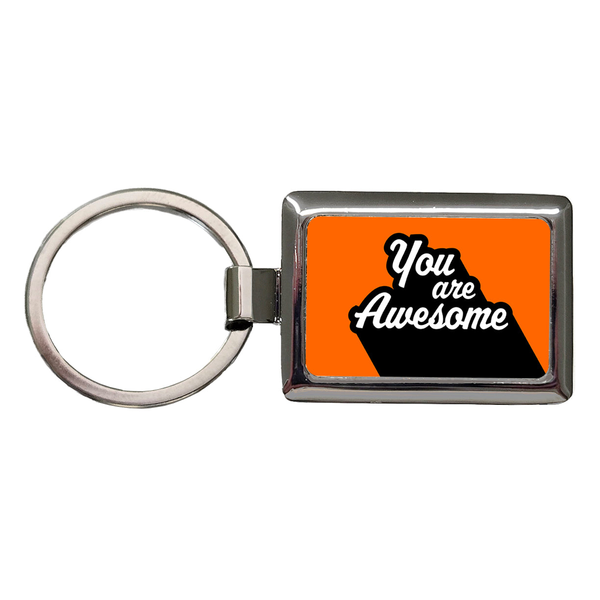 You Are Awesome Funny Inspirational Orange Rectangle Metal Keychain