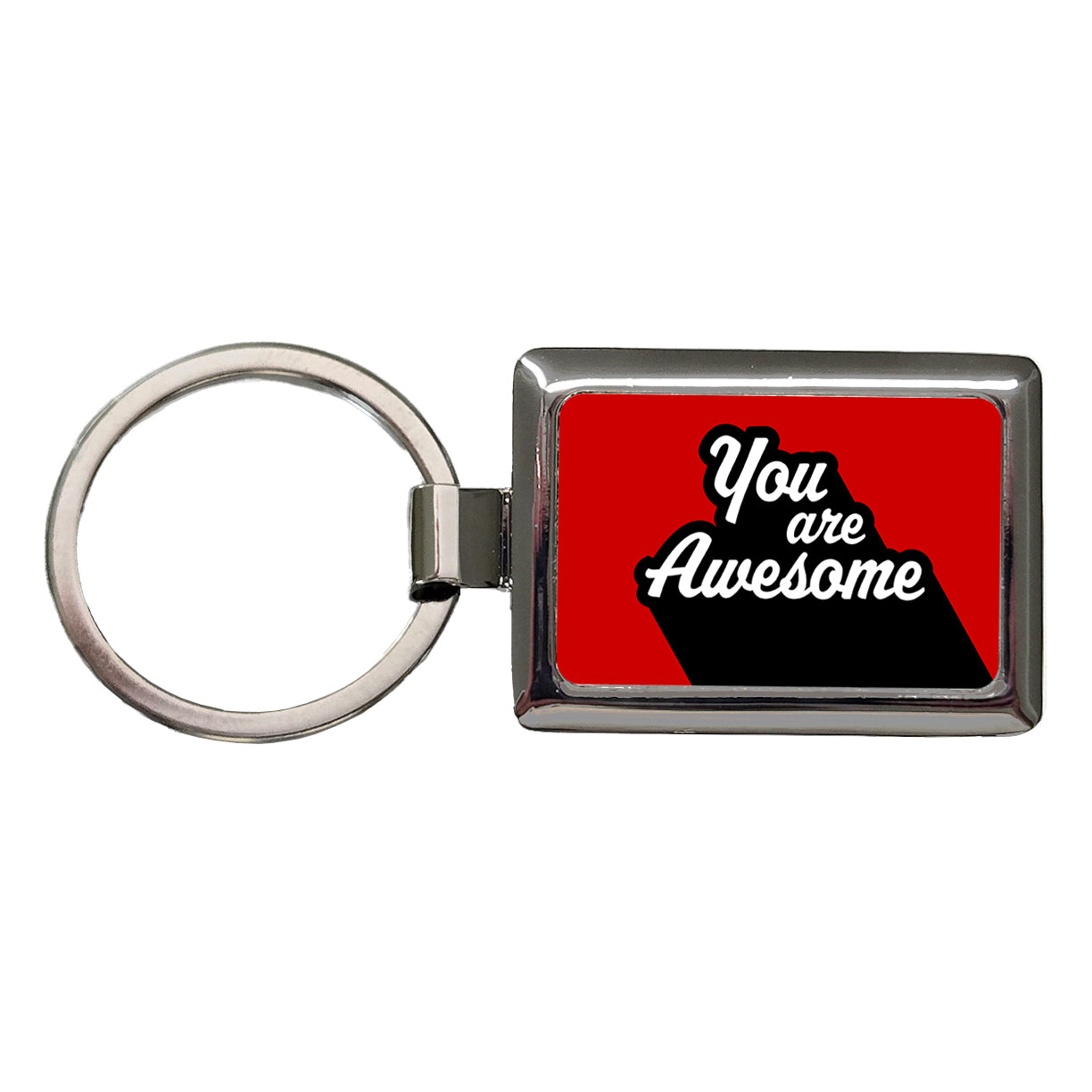 You Are Awesome Funny Inspirational Red Rectangle Metal Keychain