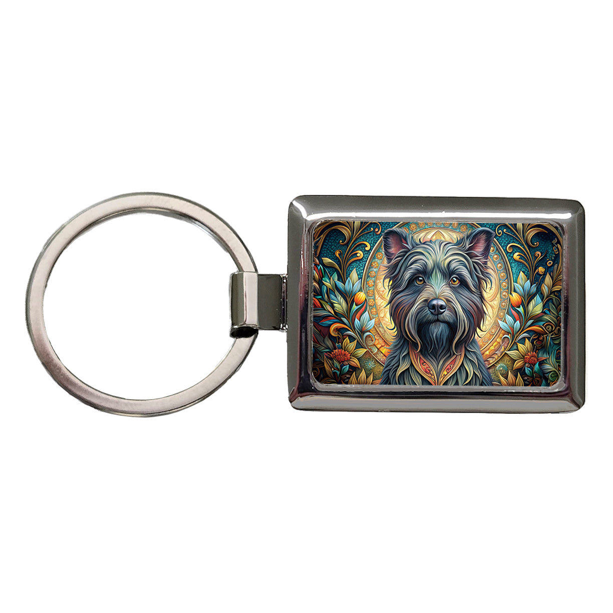 Affenpinscher Dog Art Nouveau Rectangle Metal Keychain
