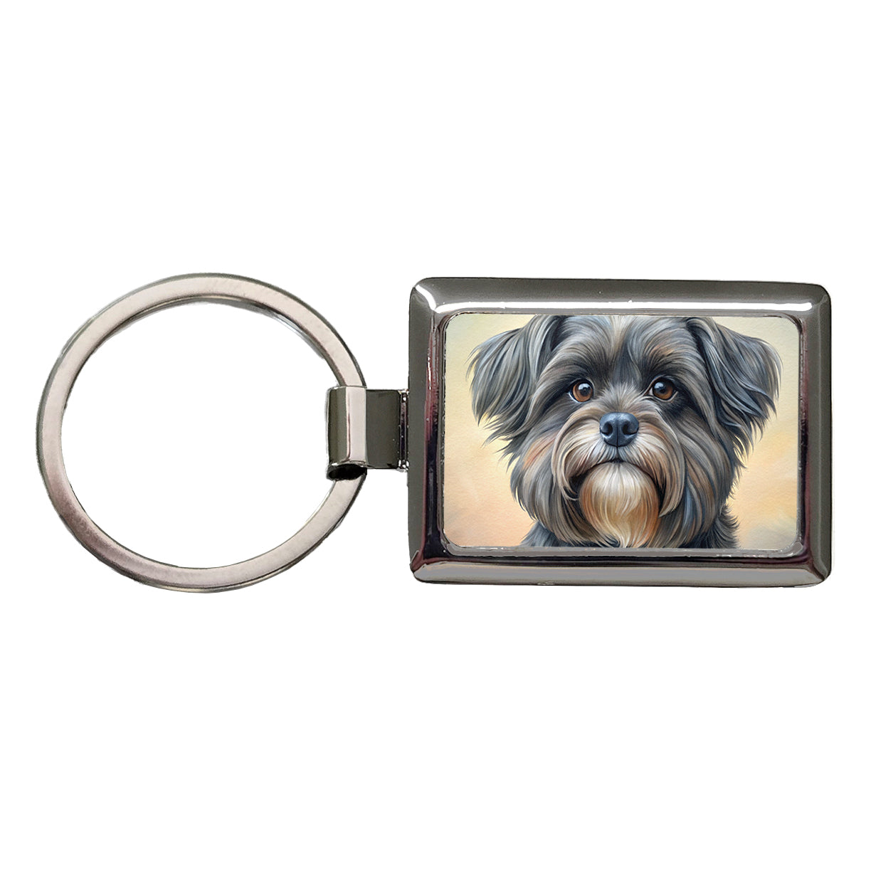 Affenpinscher Dog Illustration Rectangle Metal Keychain