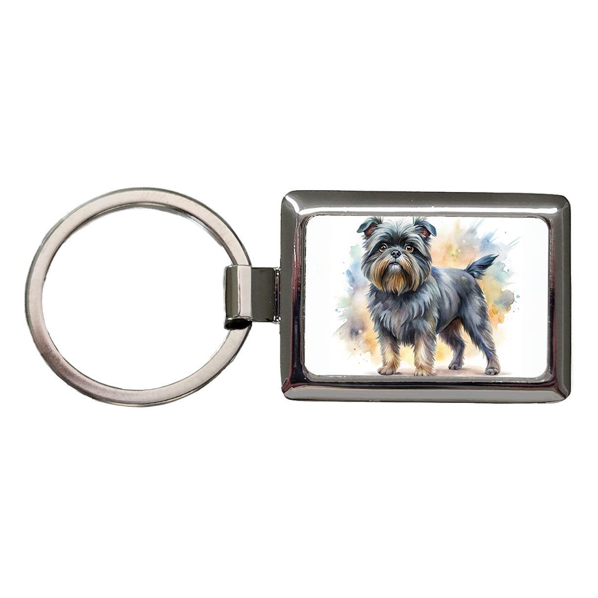 Affenpinscher Dog Watercolor Style Rectangle Metal Keychain