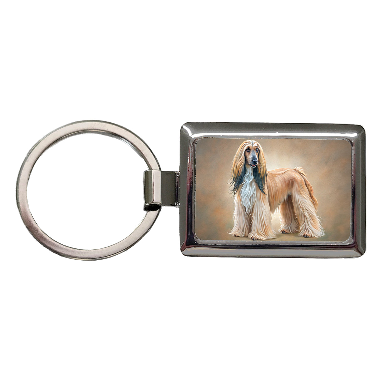 Afghan Hound Dog Illustration Rectangle Metal Keychain