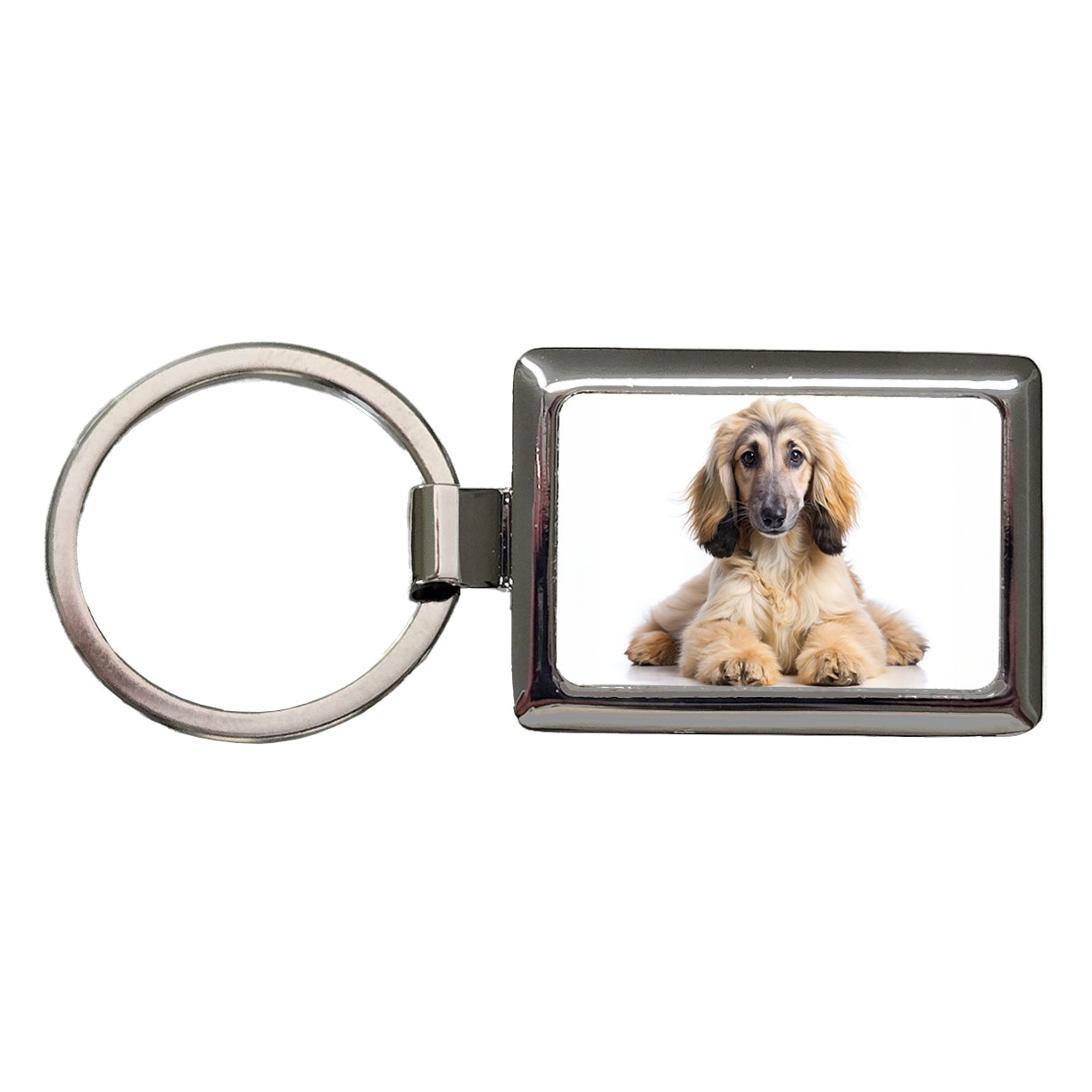 Afghan Hound Dog Puppy Photo Rectangle Metal Keychain