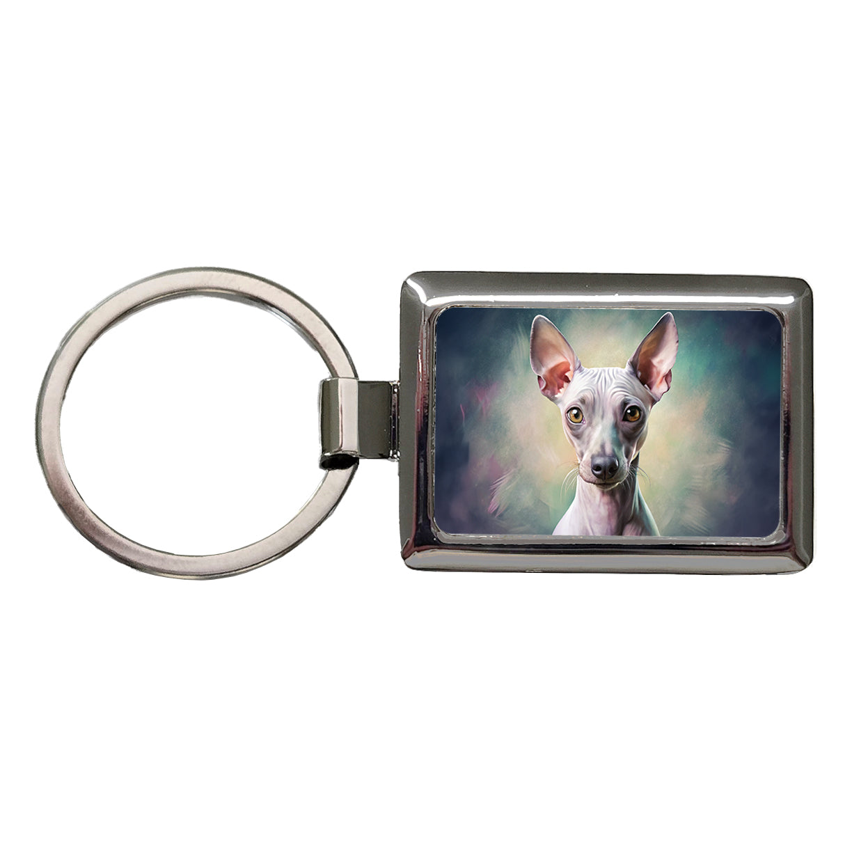 American Hairless Terrier Dog Illustration Rectangle Metal Keychain