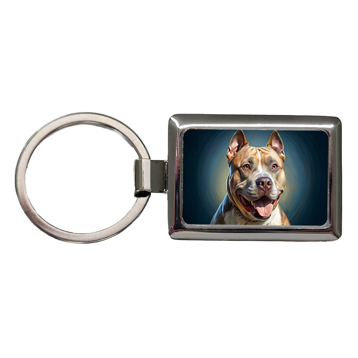 American Staffordshire Terrier Dog Illustration Rectangle Metal Keychain
