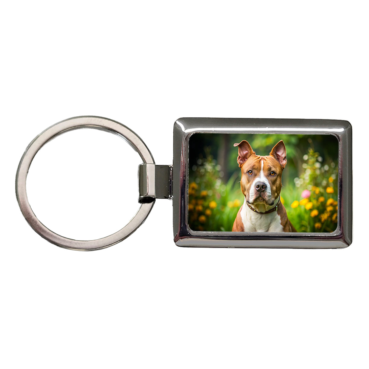 American Staffordshire Terrier Dog Photo Rectangle Metal Keychain