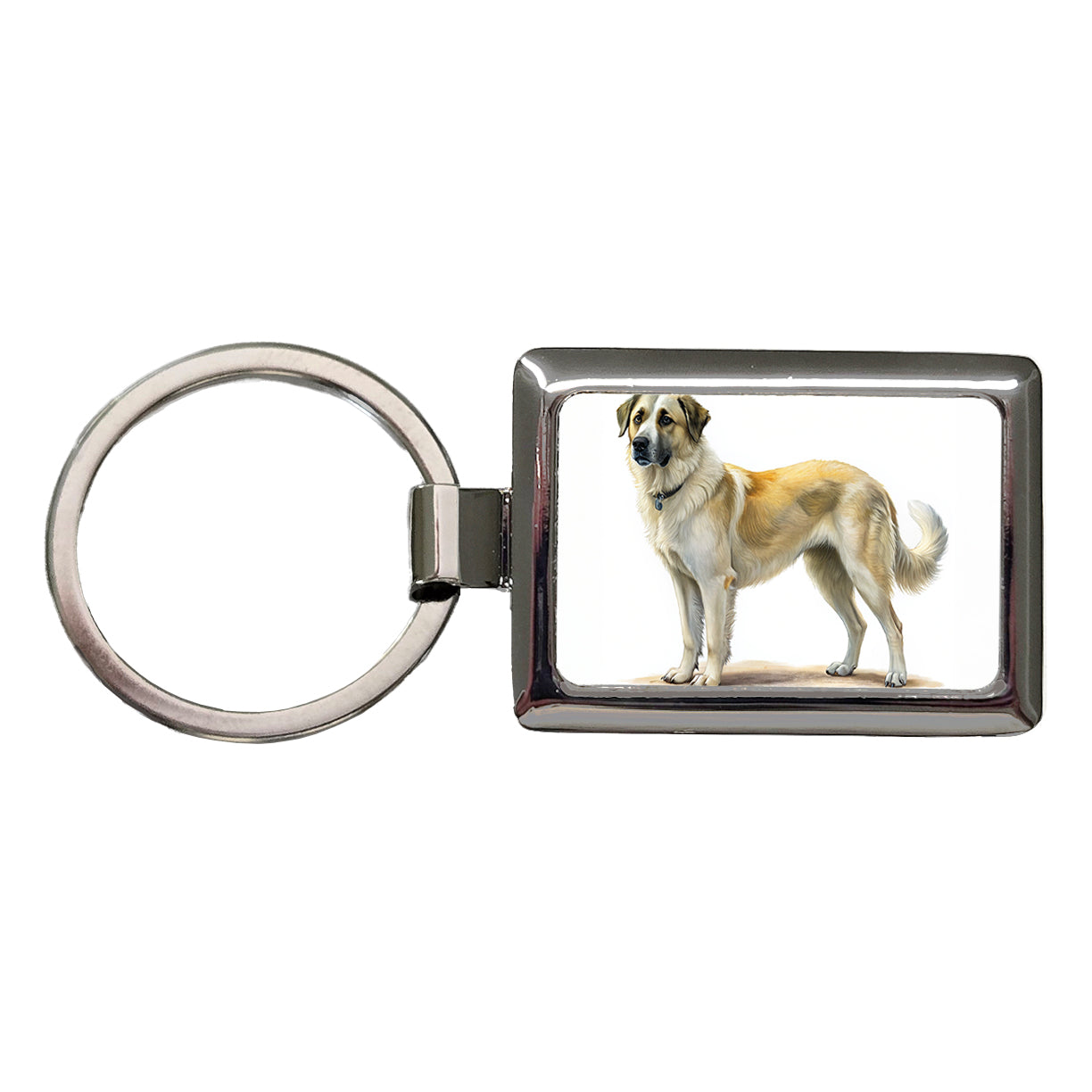 Anatolian Shepherd Dog Illustration Rectangle Metal Keychain
