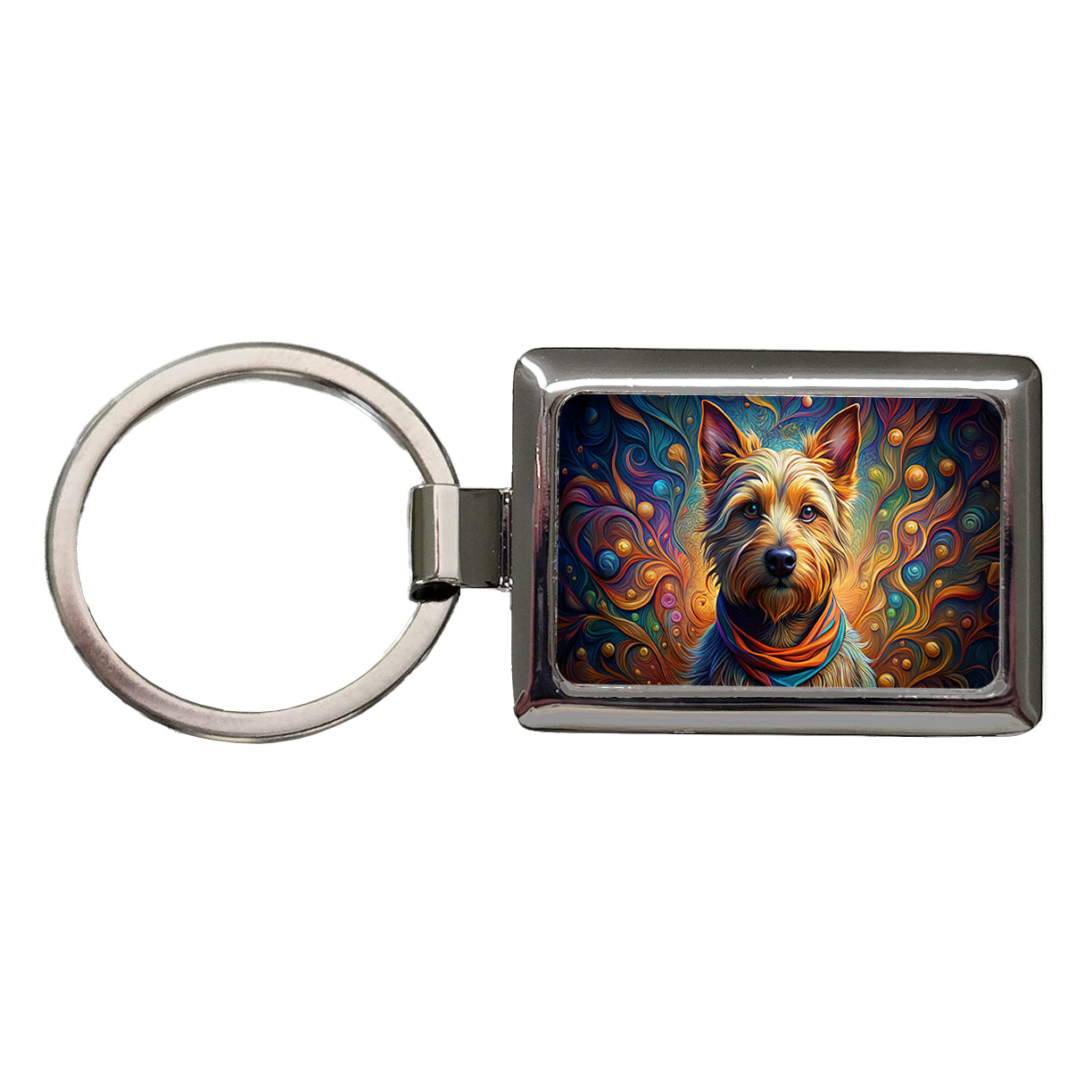 Australian Terrier Dog Art Nouveau Rectangle Metal Keychain