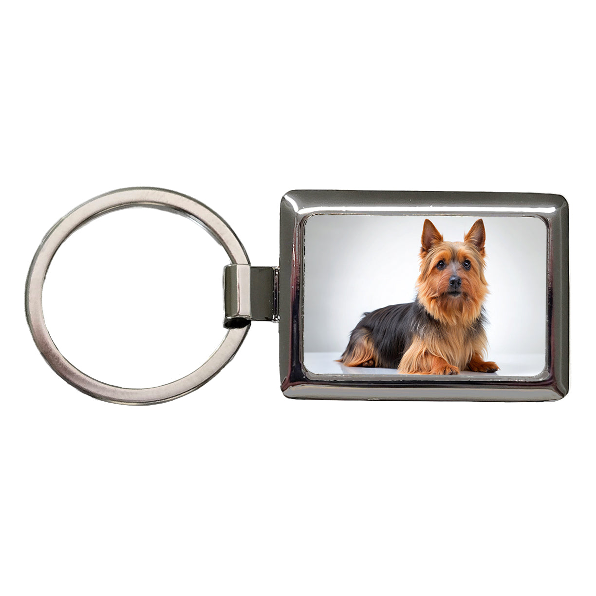 Australian Terrier Dog Photo Rectangle Metal Keychain