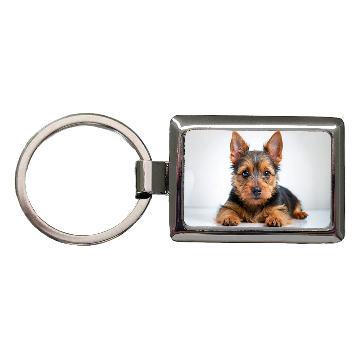 Australian Terrier Dog Puppy Photo Rectangle Metal Keychain