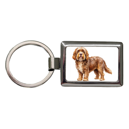 Barbet Dog Watercolor Style Rectangle Metal Keychain