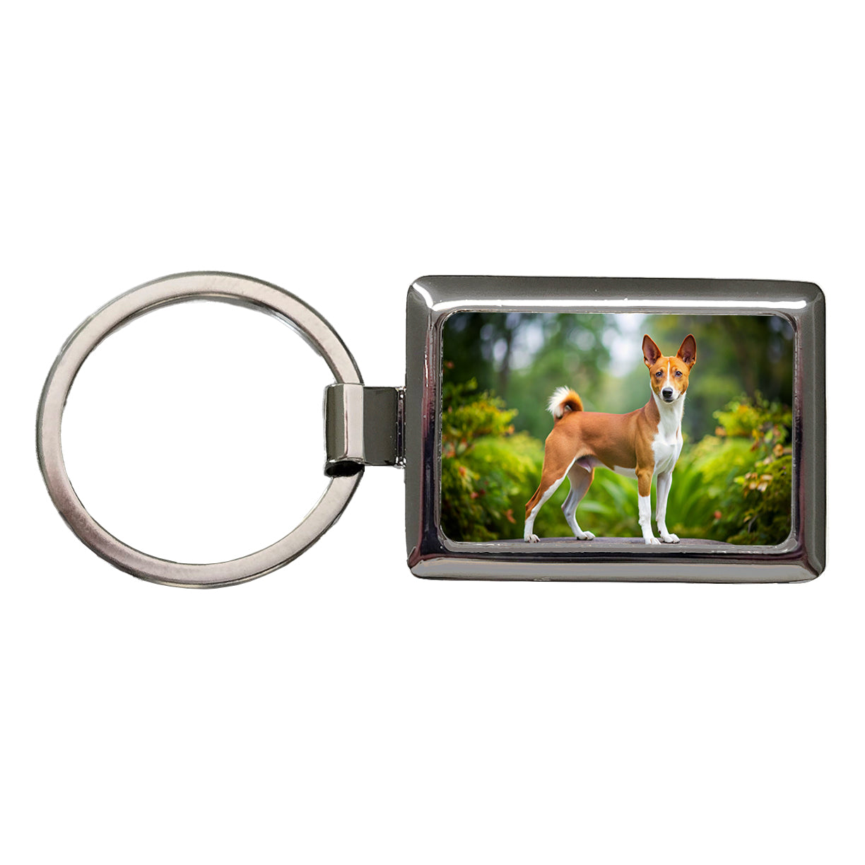 Basenji Dog Photo Rectangle Metal Keychain