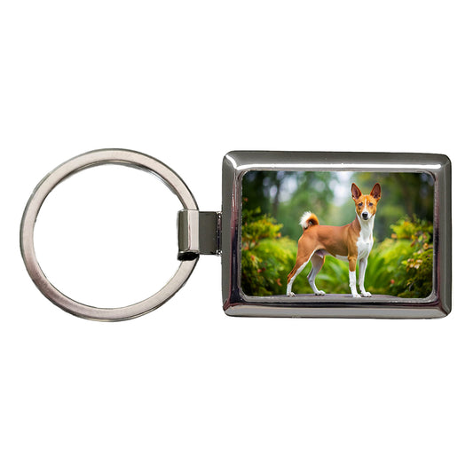 Basenji Dog Photo Rectangle Metal Keychain