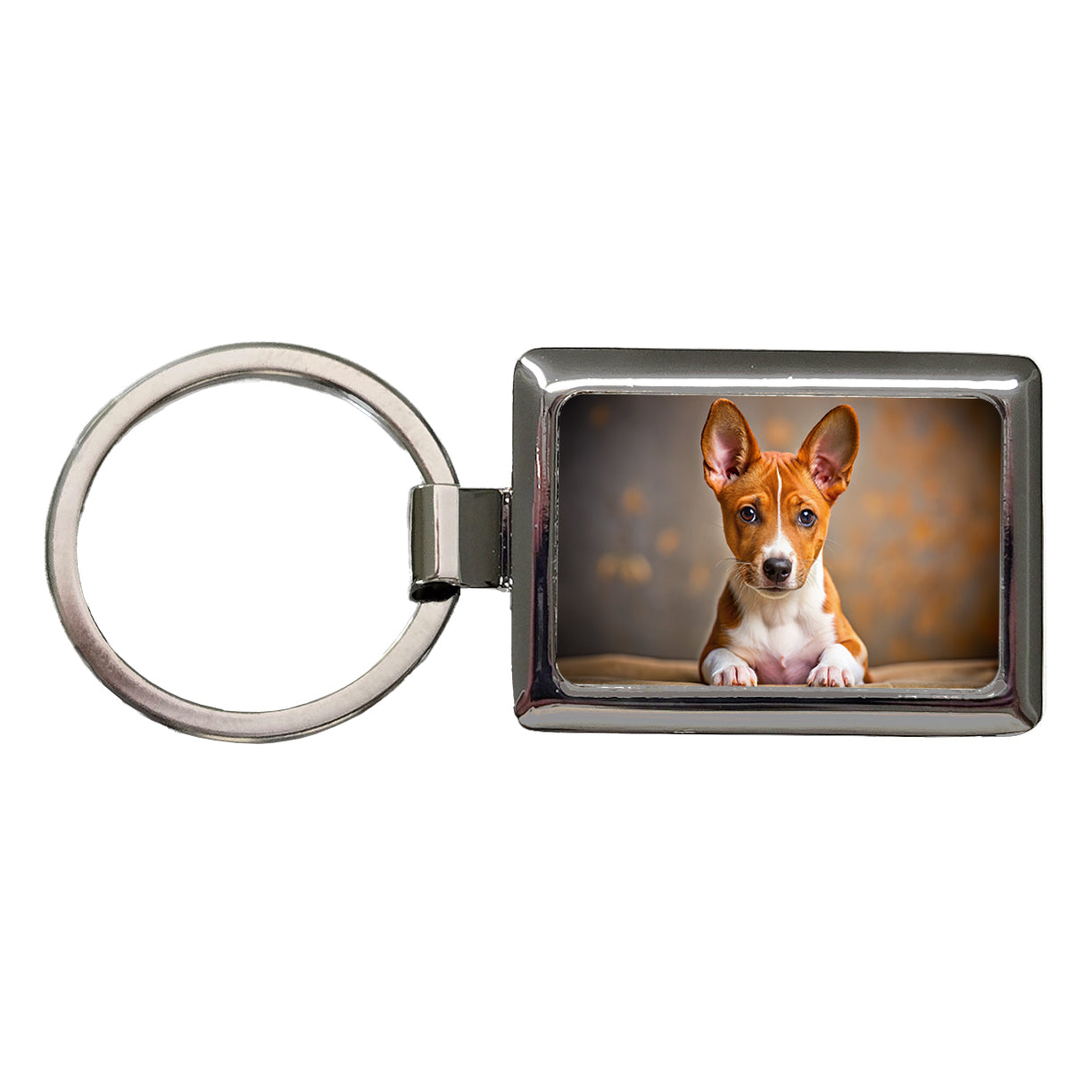 Basenji Dog Puppy Photo Rectangle Metal Keychain