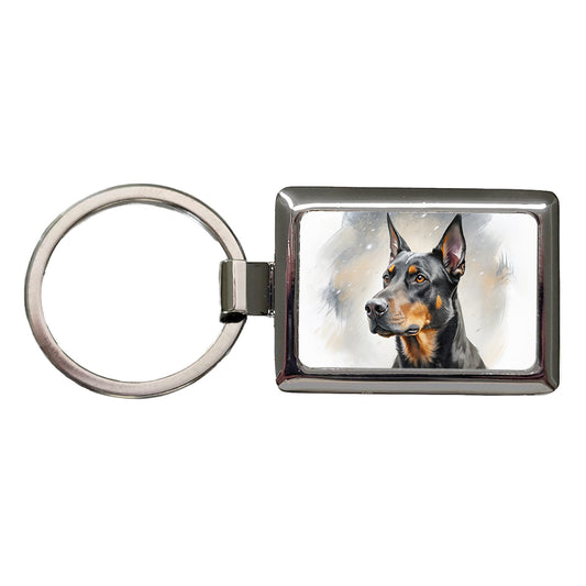 Beauceron Dog Illustration Rectangle Metal Keychain