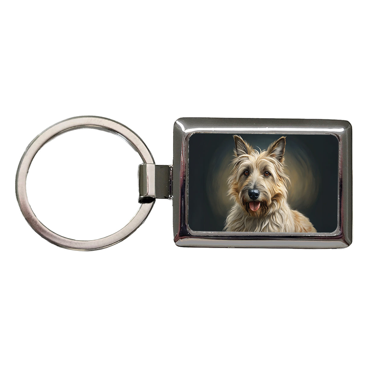 Berger Picard Dog Illustration Rectangle Metal Keychain