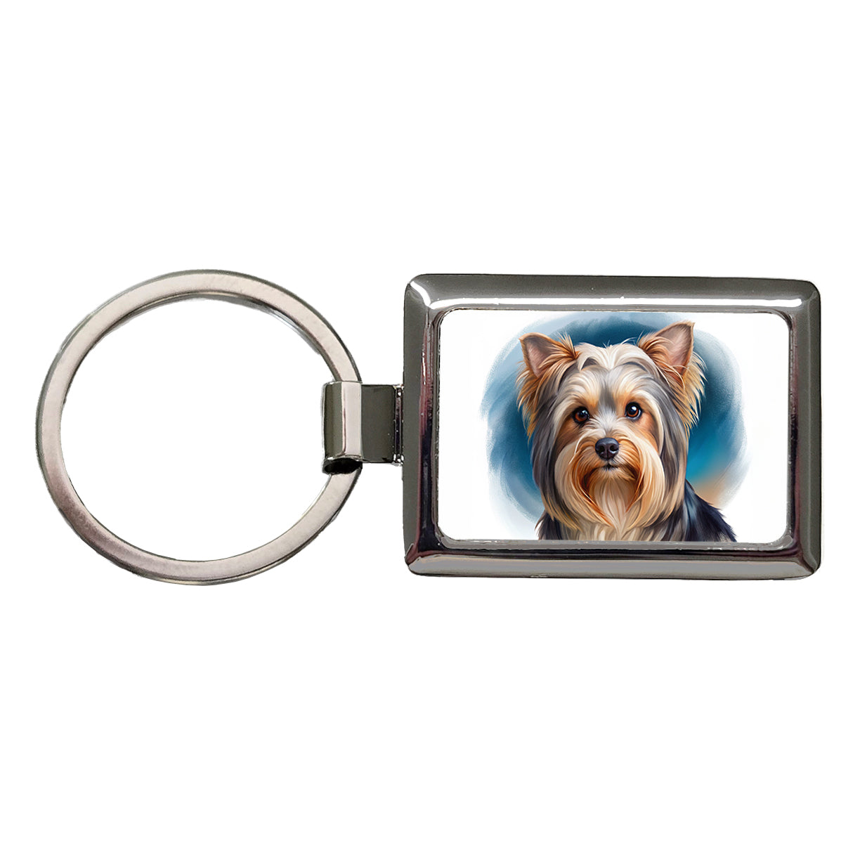 Biewer Terrier Dog Illustration Rectangle Metal Keychain