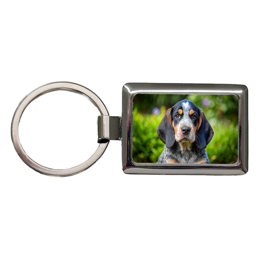 Bluetick Coonhound Dog Puppy Photo Rectangle Metal Keychain