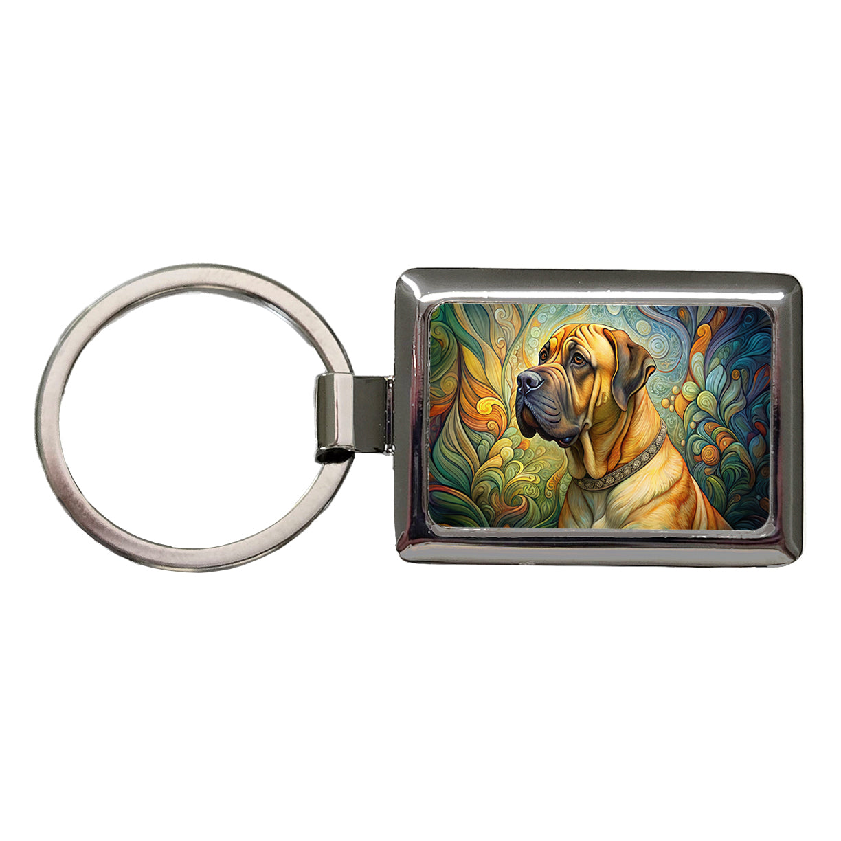 Boerboel Dog Art Nouveau Rectangle Metal Keychain