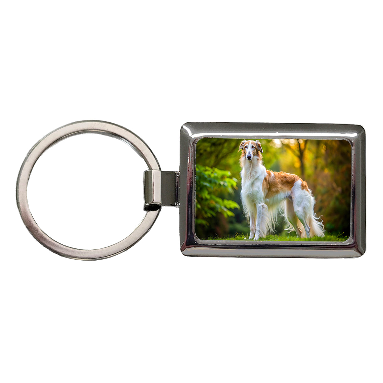 Borzoi Dog Photo Rectangle Metal Keychain