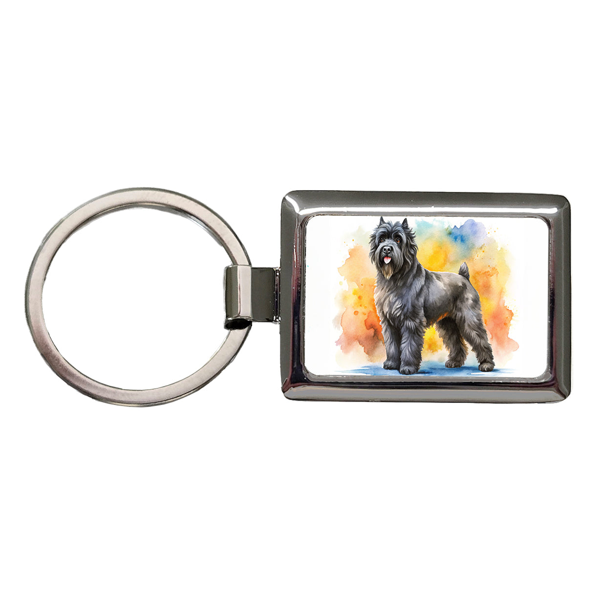 Bouviers Des Flandres Dog Watercolor Style Rectangle Metal Keychain