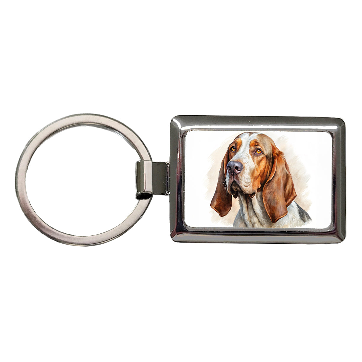 Bracco Italiano Dog Illustration Rectangle Metal Keychain