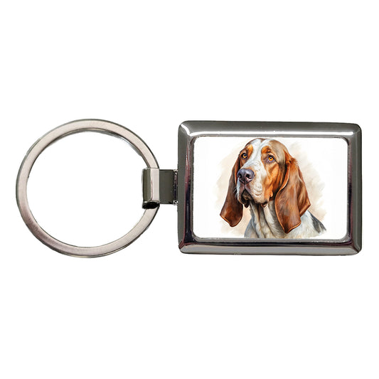 Bracco Italiano Dog Illustration Rectangle Metal Keychain