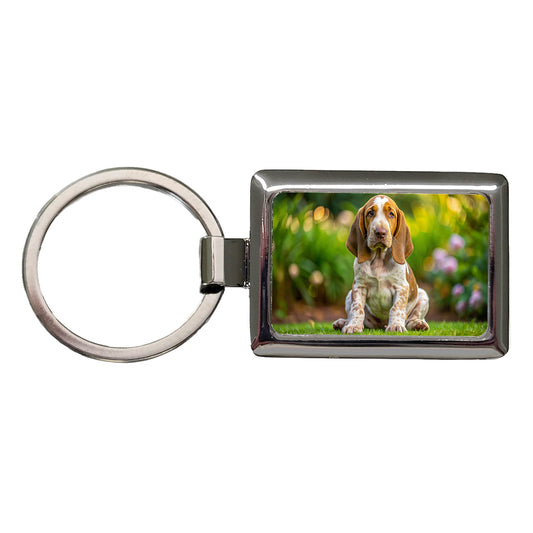 Bracco Italiano Dog Puppy Photo Rectangle Metal Keychain