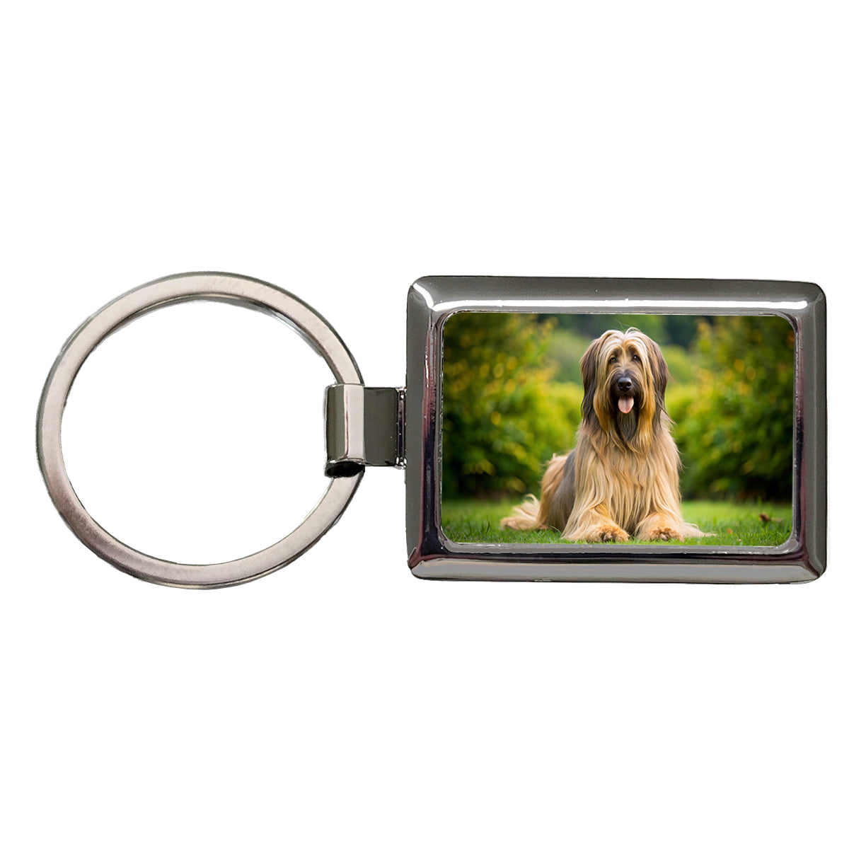 Briard Dog Photo Rectangle Metal Keychain