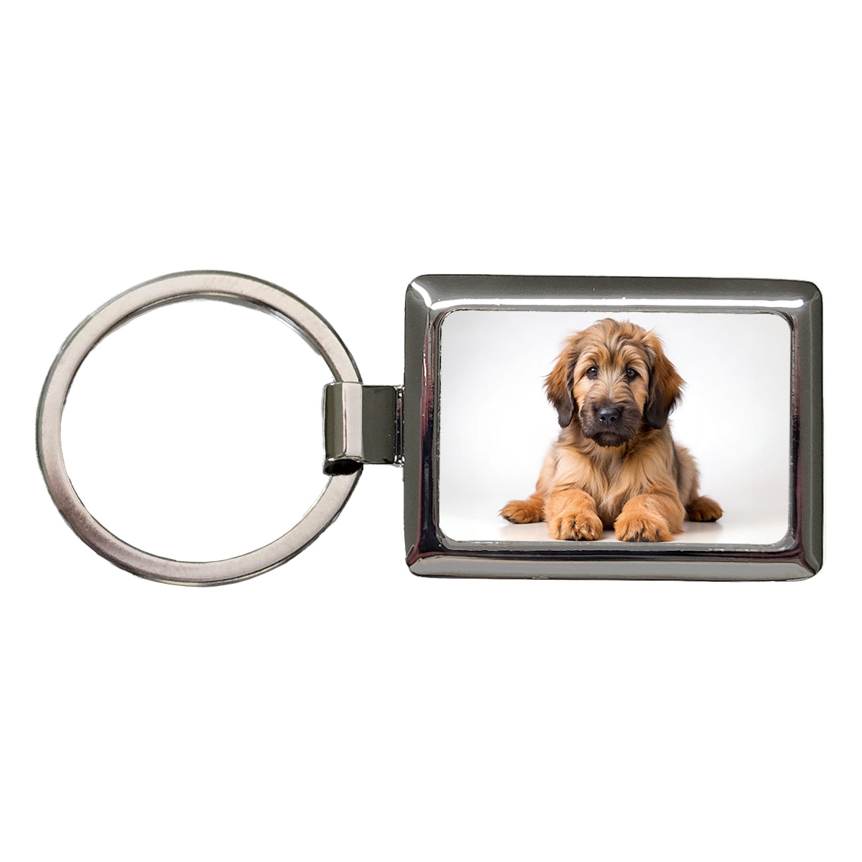 Briard Dog Puppy Photo Rectangle Metal Keychain