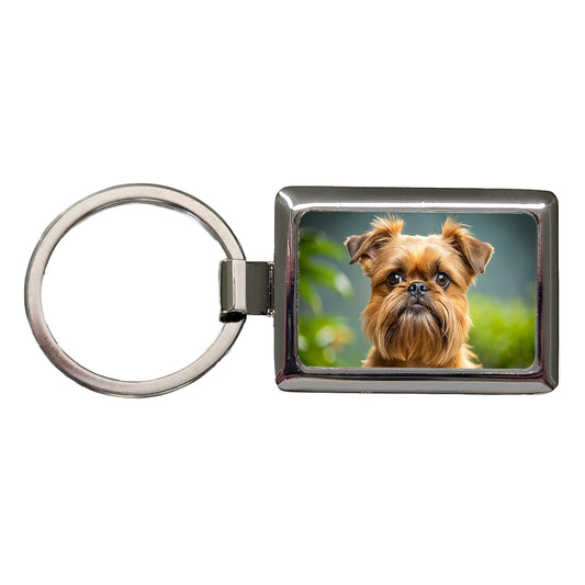 Brussels Griffon Dog Photo Rectangle Metal Keychain