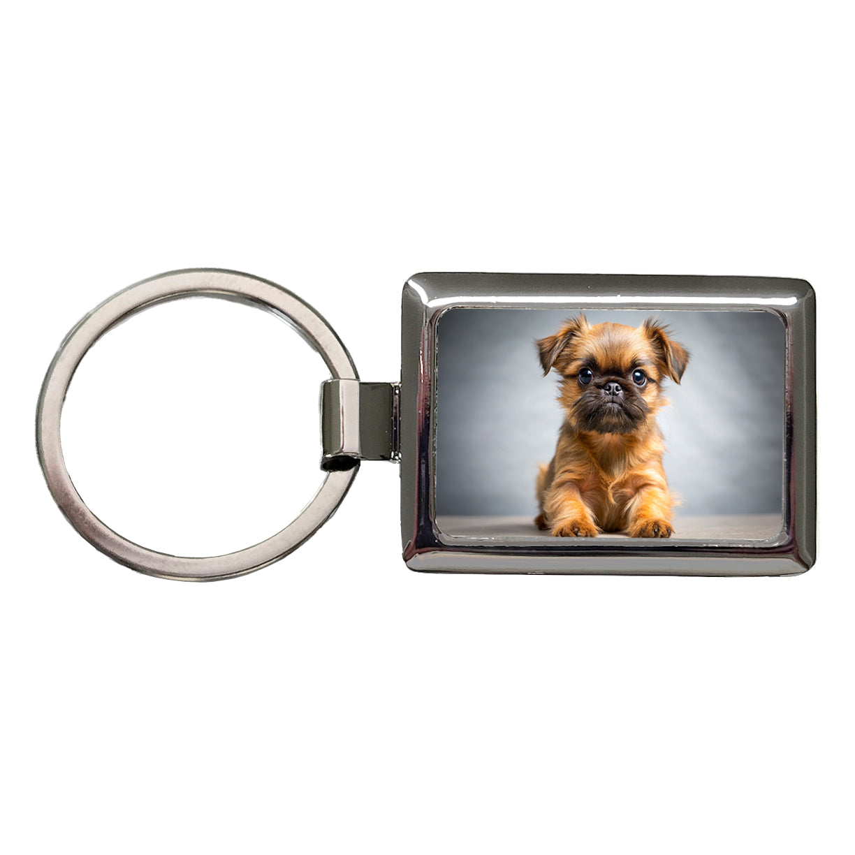 Brussels Griffon Dog Puppy Photo Rectangle Metal Keychain