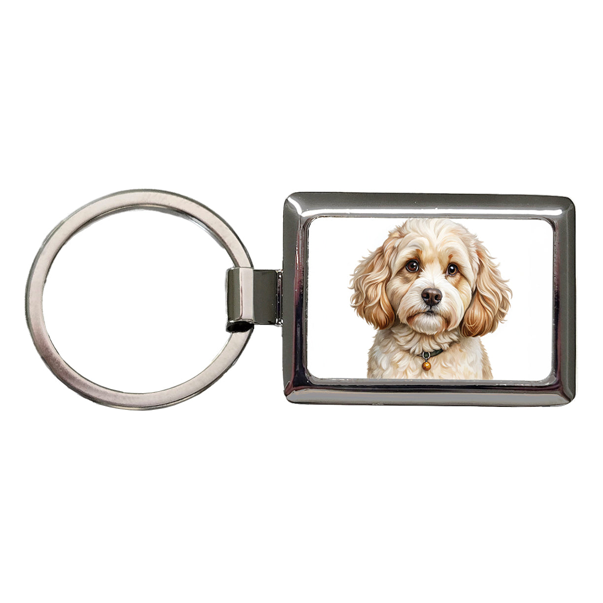 Cavachon Dog Illustration Rectangle Metal Keychain