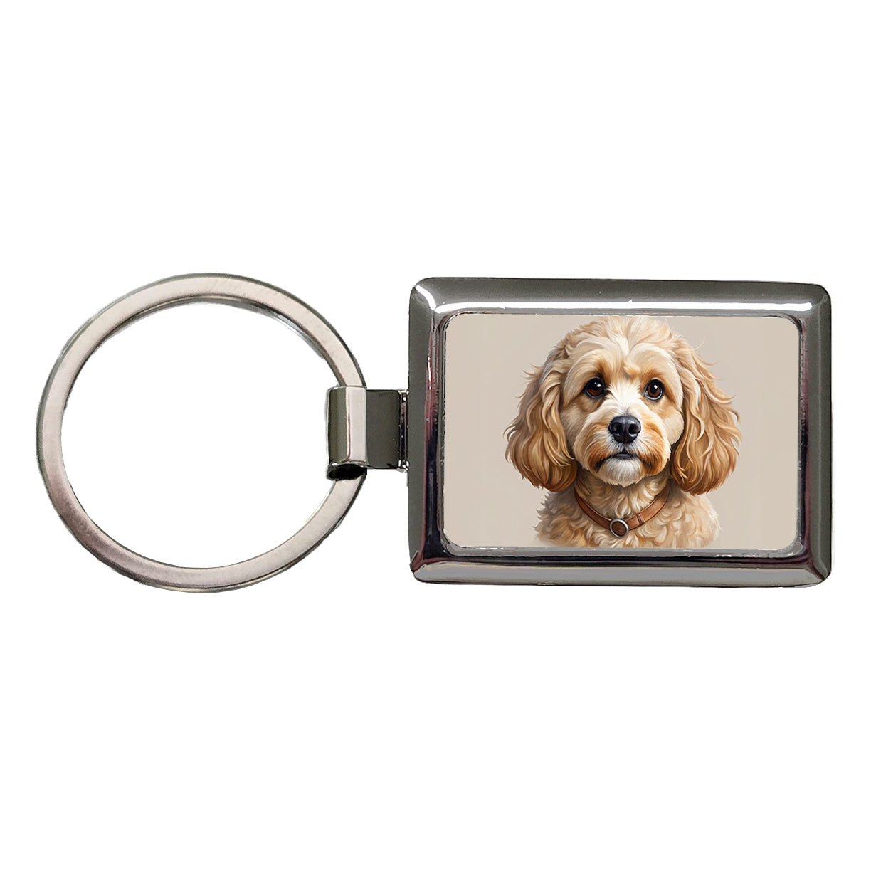Cavapoo Dog Illustration Rectangle Metal Keychain