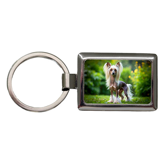 Chinese Crested Dog Photo Rectangle Metal Keychain