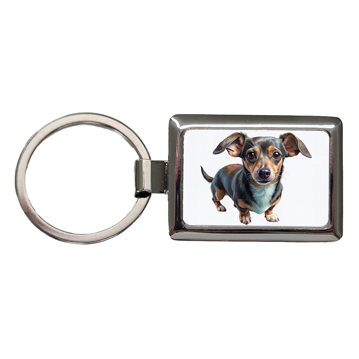 Chiweenie Dog Illustration Rectangle Metal Keychain