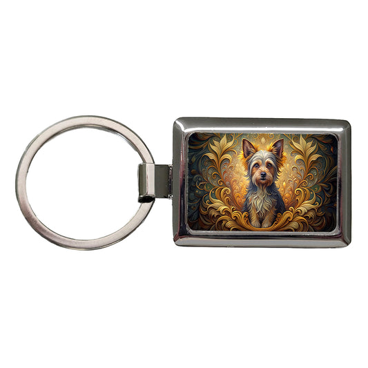 Chorkie Dog Art Nouveau Rectangle Metal Keychain
