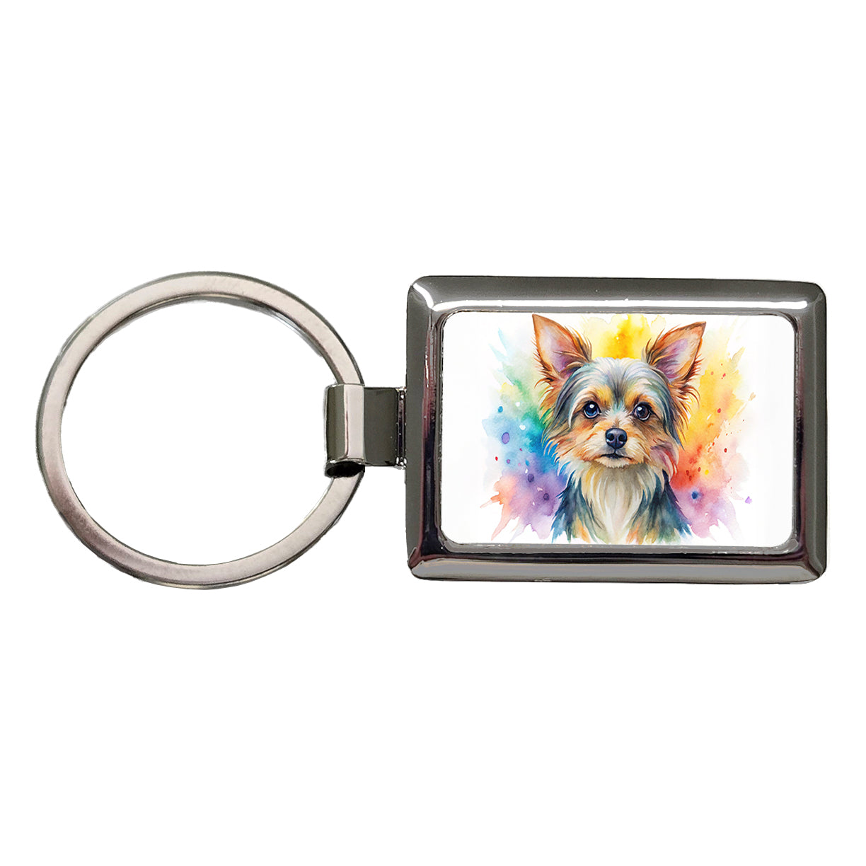Chorkie Dog Watercolor Style Rectangle Metal Keychain