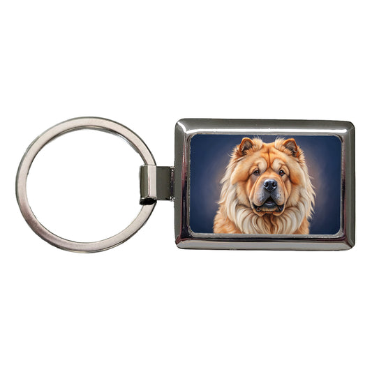 Chow Chow Dog Illustration Rectangle Metal Keychain