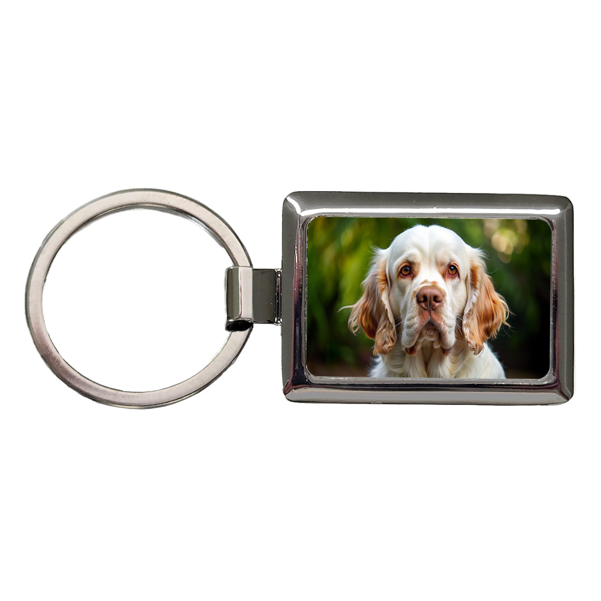 Clumber Spaniel Dog Photo Rectangle Metal Keychain