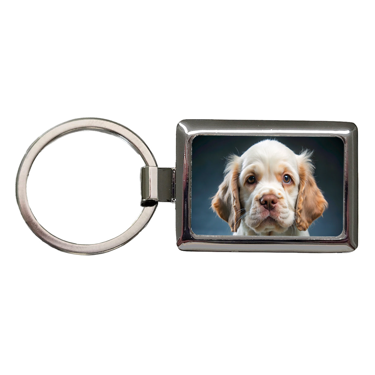 Clumber Spaniel Dog Puppy Photo Rectangle Metal Keychain