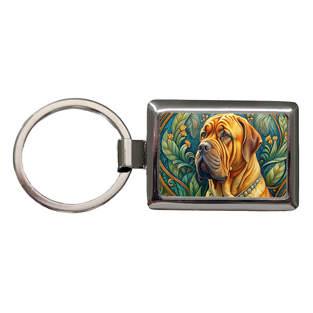Dogues De Bordeaux Dog Art Nouveau Rectangle Metal Keychain
