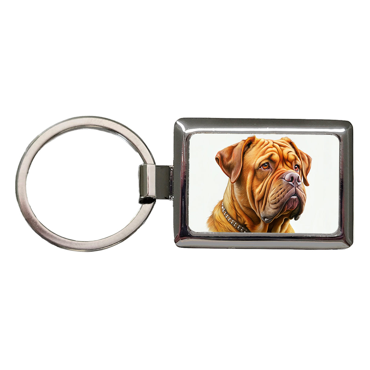 Dogues De Bordeaux Dog Illustration Rectangle Metal Keychain