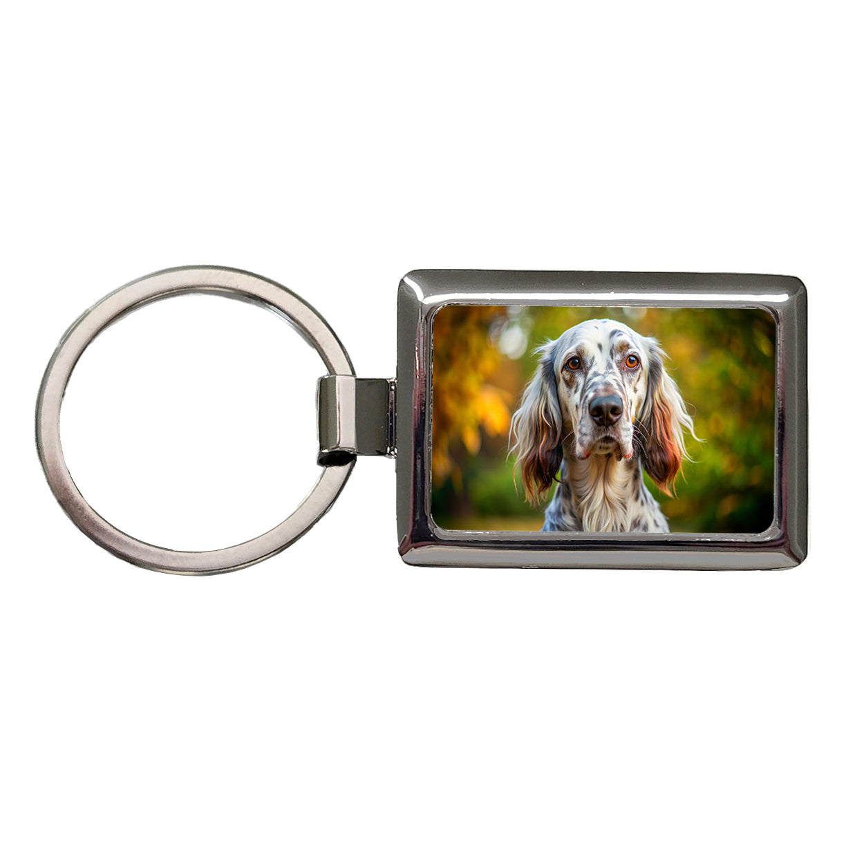 English Setter Dog Photo Rectangle Metal Keychain