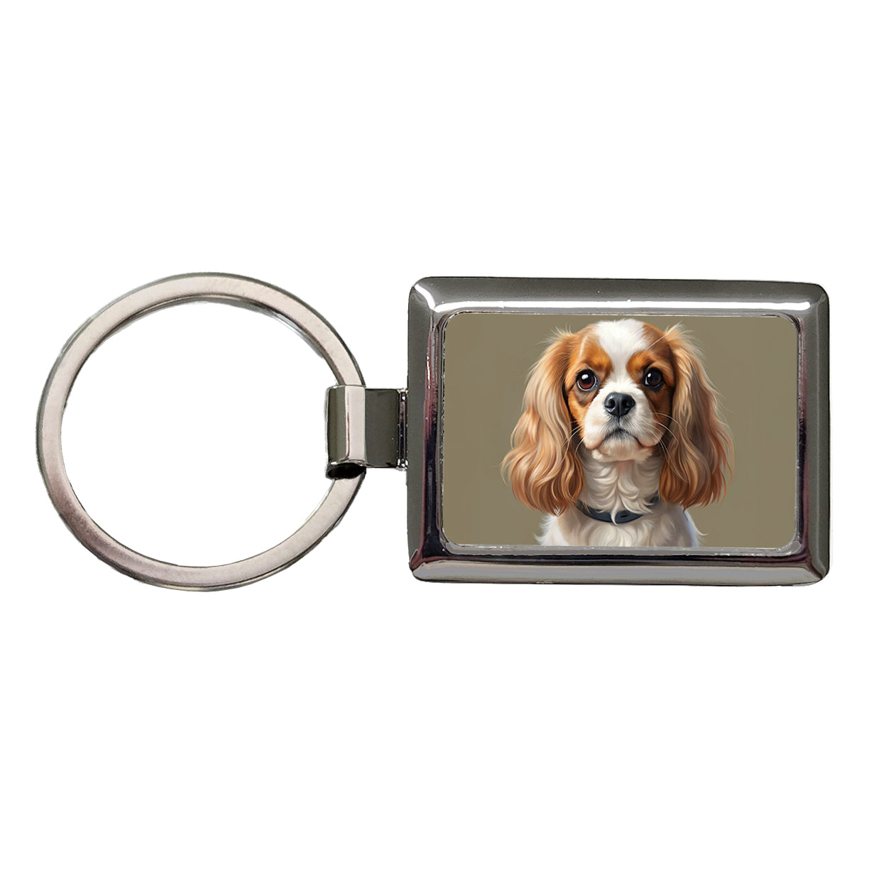 English Toy Spaniel Dog Illustration Rectangle Metal Keychain