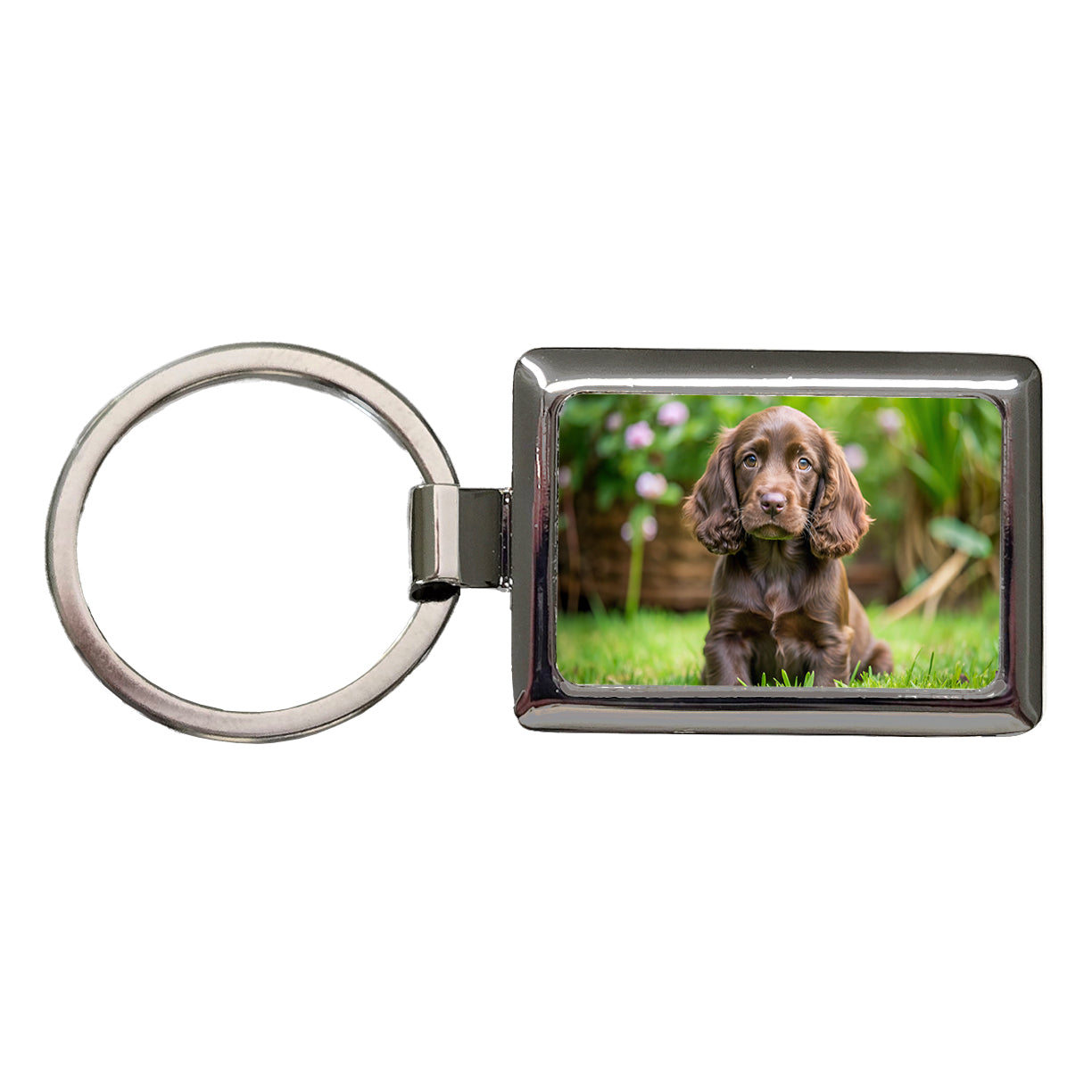 Field Spaniel Dog Puppy Photo Rectangle Metal Keychain