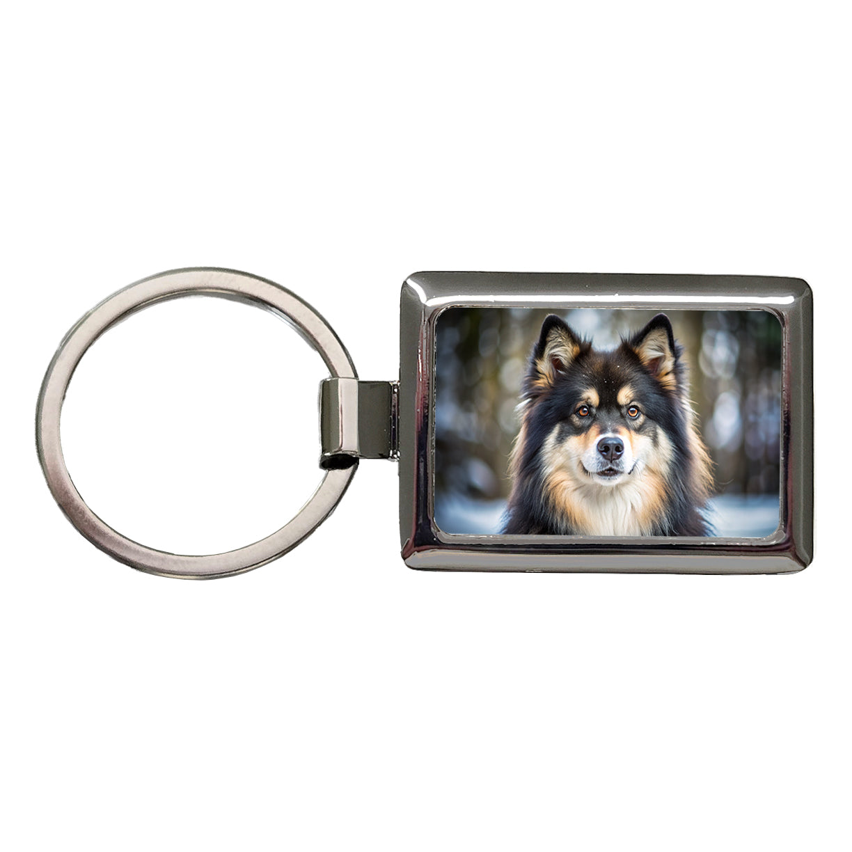 Finnish Lapphund Dog Photo Rectangle Metal Keychain